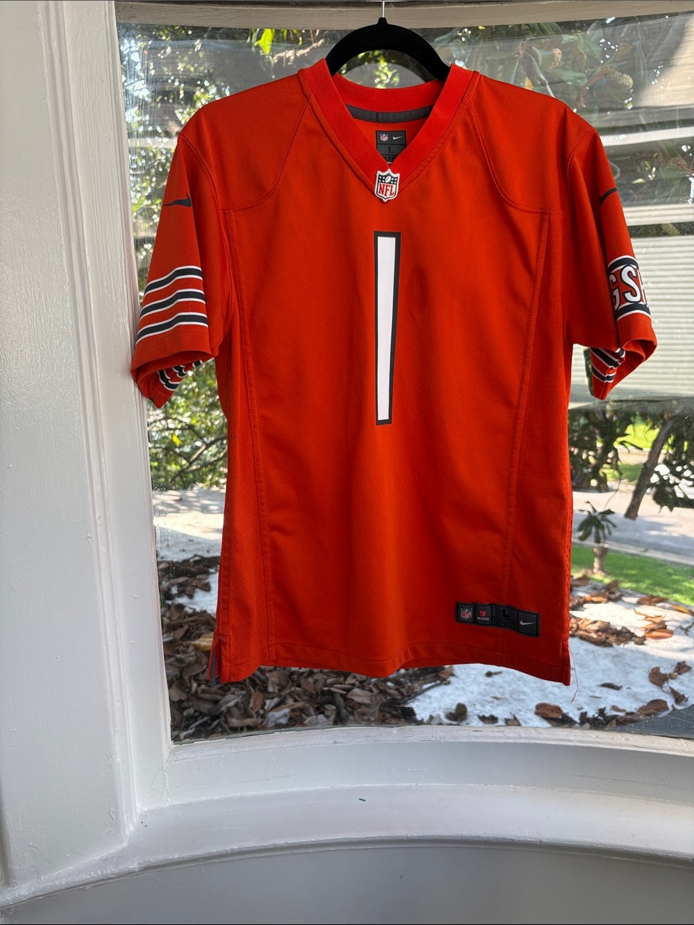 Nike Orange Football Jersey with White Number 1